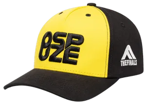 Yellow and black OSPUZE baseball cap